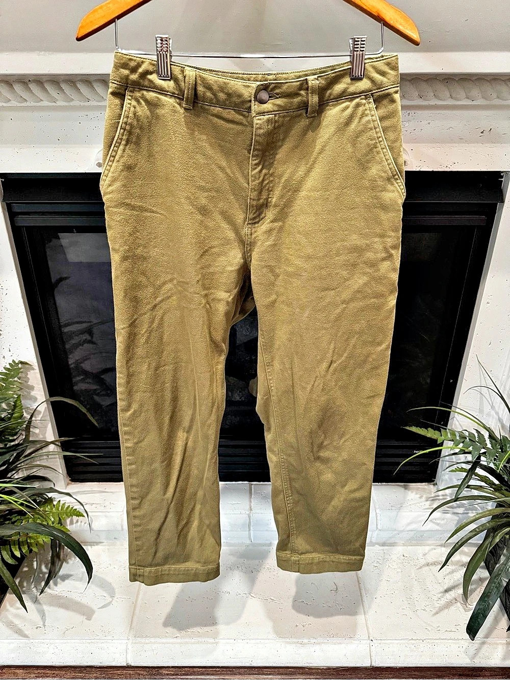 Quince Organic Stretch Cotton Tailored Straight Leg Cropped Pants Cropped